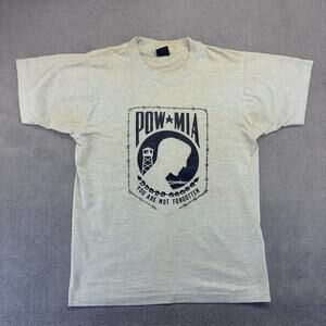 VTG POW MIA Shirt Mens Lg. White Single Stitch BEST Fruit of the Loom Hang Tag